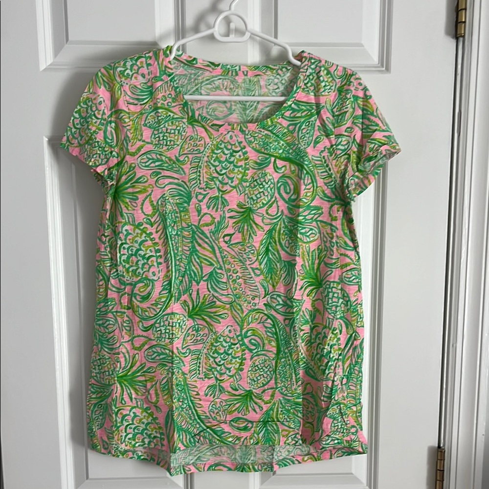 Vibrant Pink and Green Women's Short Sleeve Top
